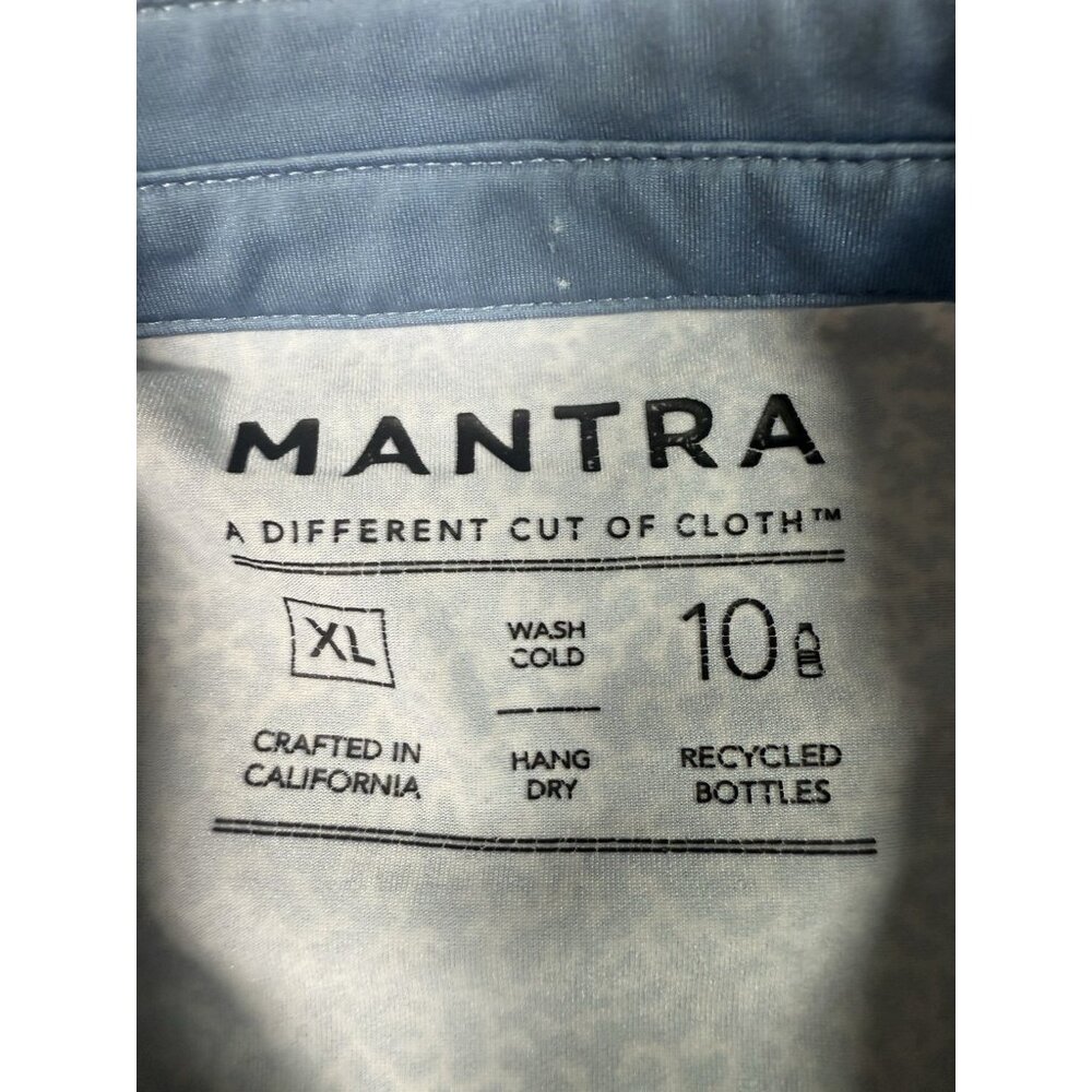 Mantra Mens Catalyst Polo Shirt Size XL Blade Collar Performance Golf Blue Print - Picture 6 of 9